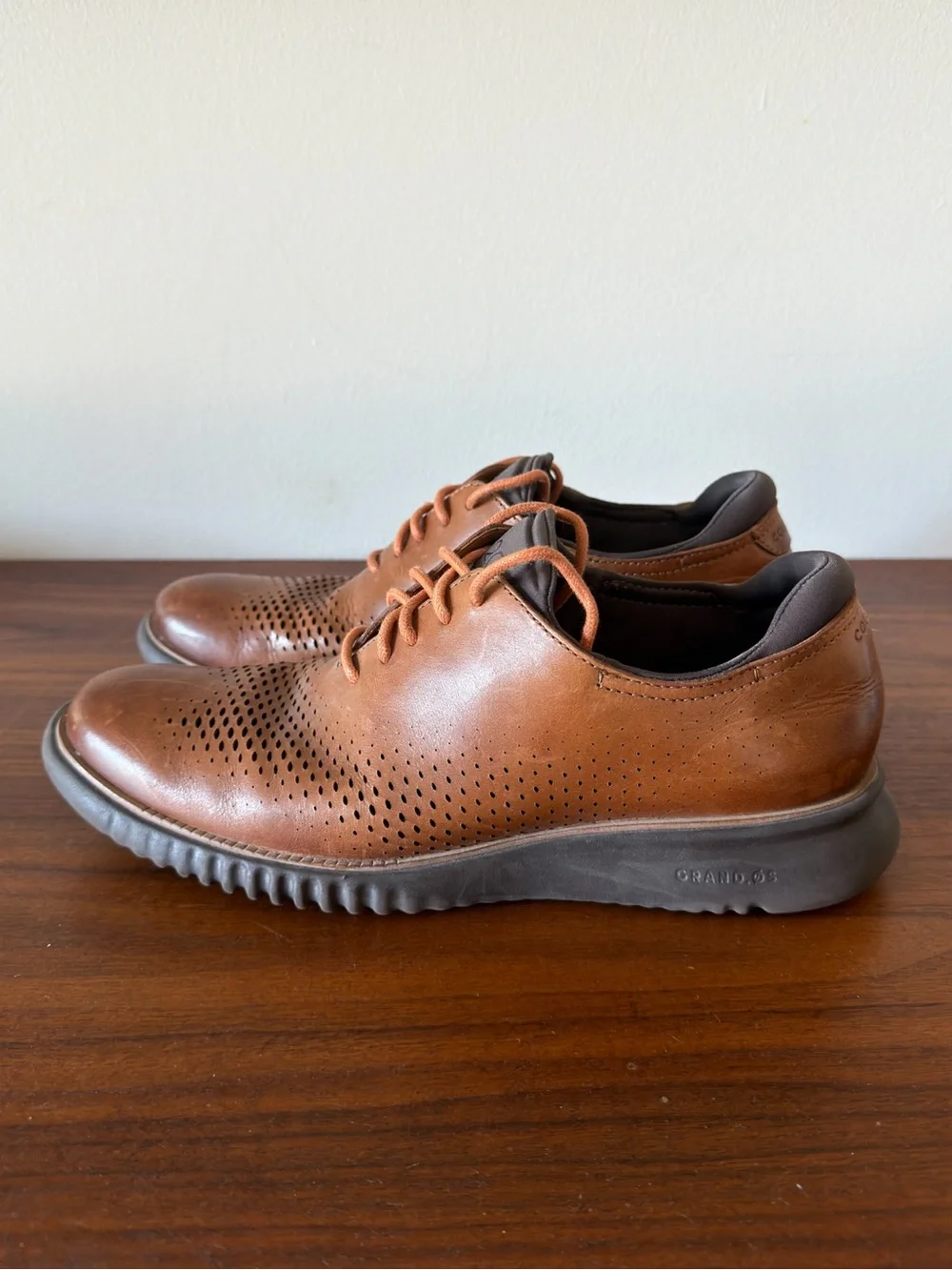 Cole Haan Men's 8.5M 2.ZEROGRAND Brown Leather Wingtip Oxford Shoes C25351